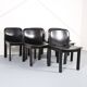Lot de 6 chaises de salle à manger en bois et cuir noir