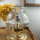 Vintage globe table lamp engraved and transparent chiseled