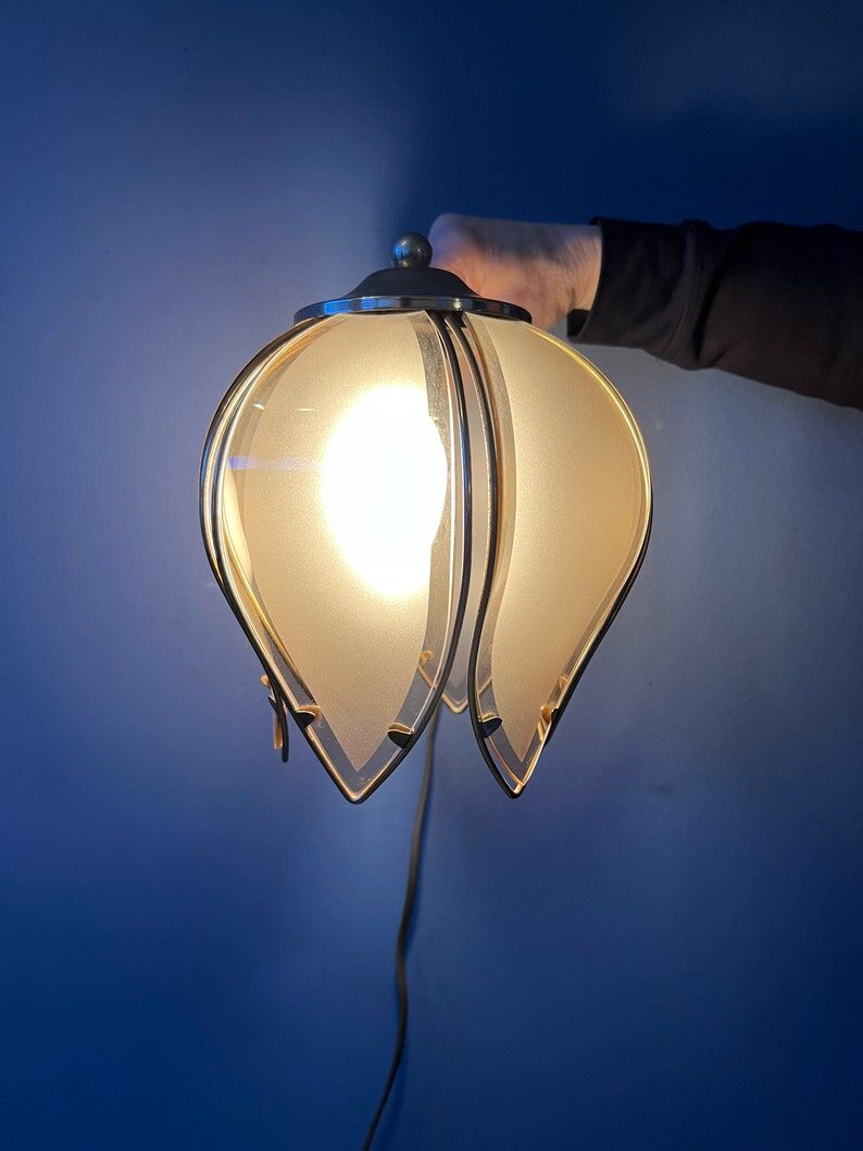 Vintage wall lamp Hollywood Regency Golden Flower