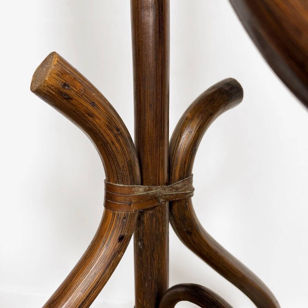 1960s curved wooden cheval mirror