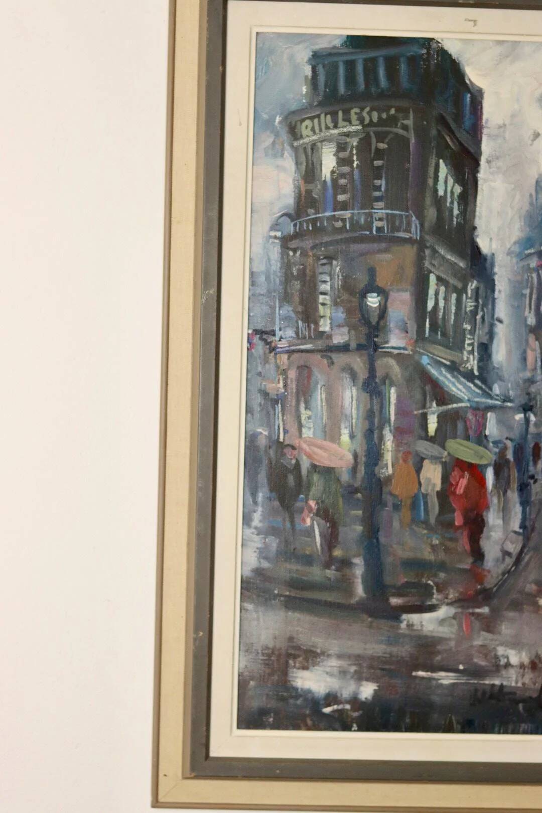Peinture à l'huile sur panneau du milieu du siècle « Paris »