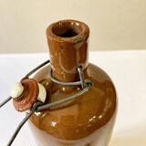 Bouteille / bouillotte en grès émaillé marron