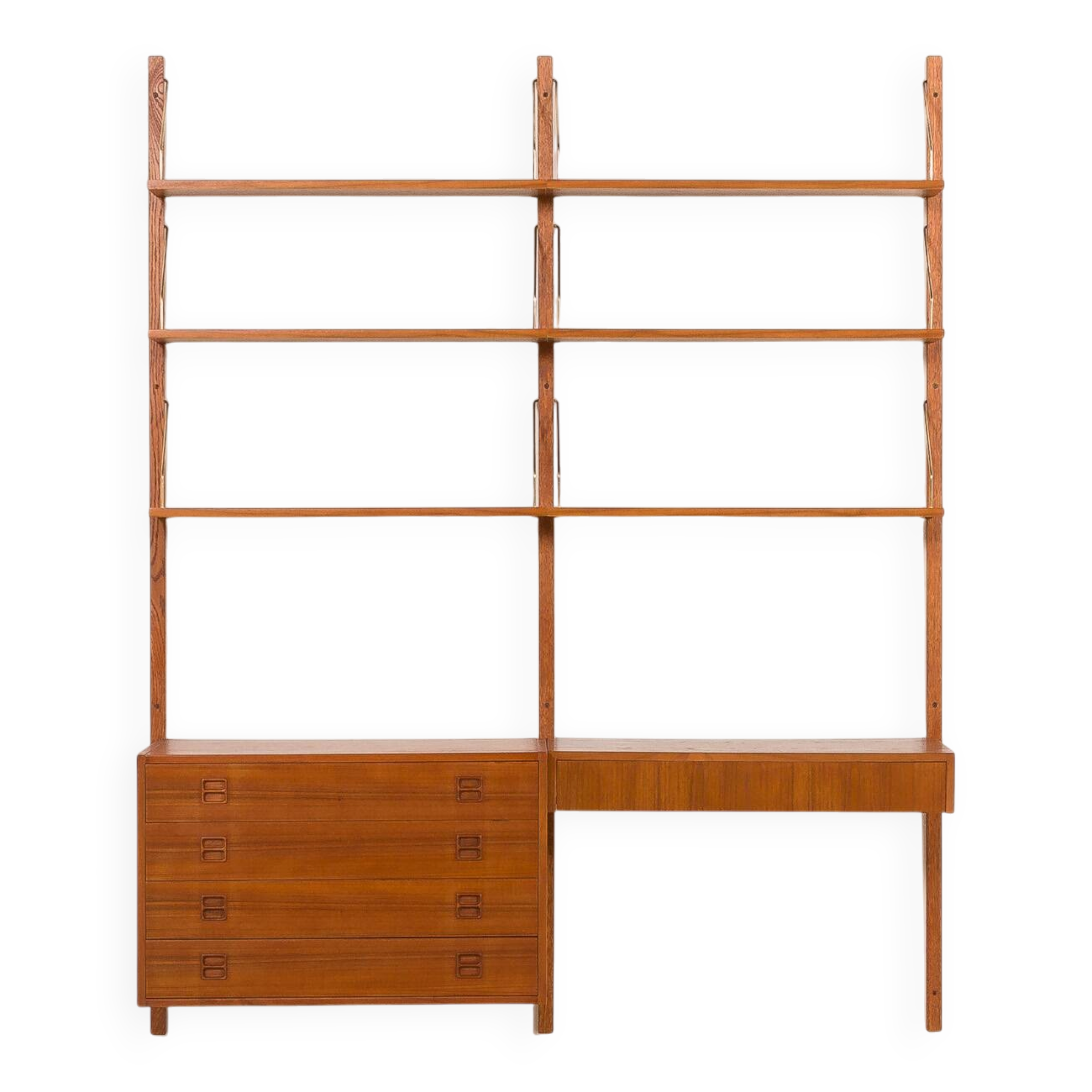 Danish vintage teak wall unit with a desk, 1960s