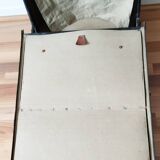 Old cabin trunk, wooden suitcase with compartments