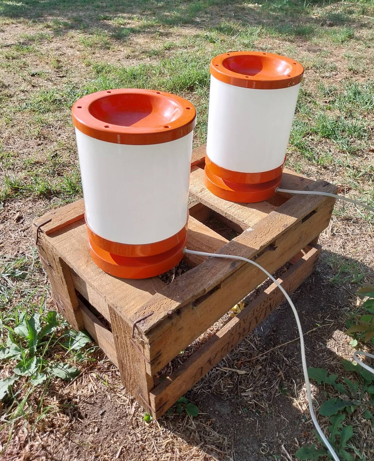Paire de lampe orange années 70