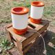 Paire de lampe orange années 70