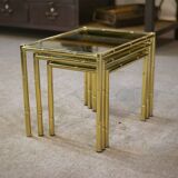 Bamboo imitation brass nesting tables 1980s