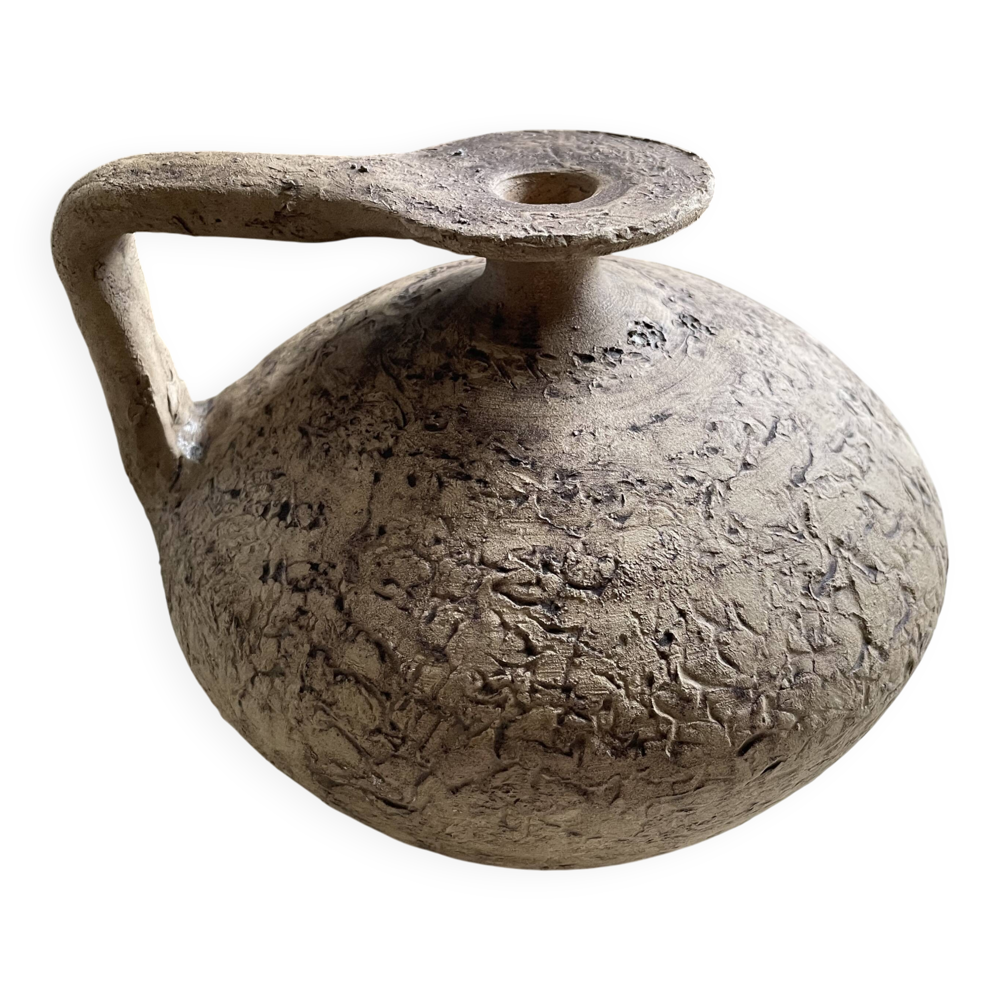 Antique Mediterranean terracotta jar H12.5cm