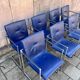 Four Arco Frame Dining Chairs / Blue Leather / Burkhard Vogther