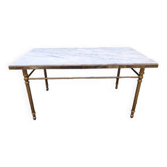 Louis XV marble and brass coffee table