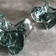 Pair of vintage blue/green tinted glass candlesticks from the 70s