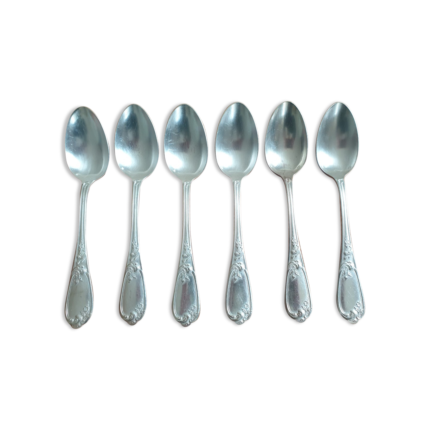 Old silver metal spoons