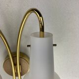 Pair brass and opaline wall sconces or bedside lamps, Austria 1950s