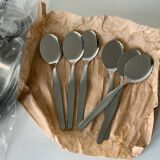 Vintage stainless steel ice cream bowls and tray