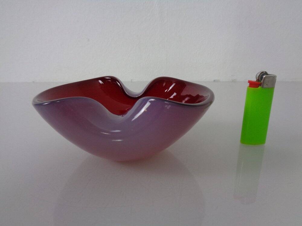 Red and Lilac Sommerso Murano Glass Bowl or Ashtray, Italy, 1960s