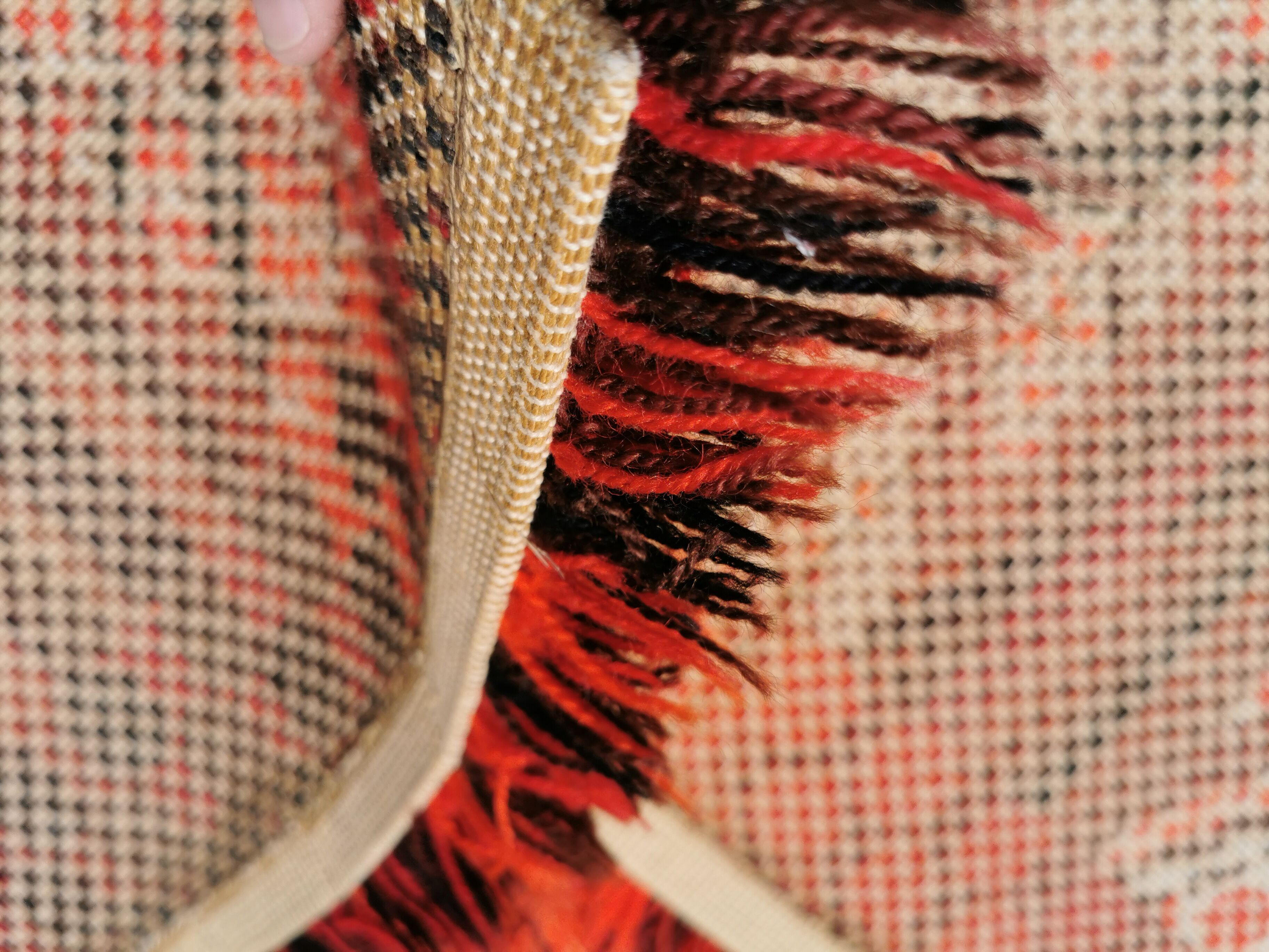 Swedish handmade wool - rya rug. estimated 1960s.