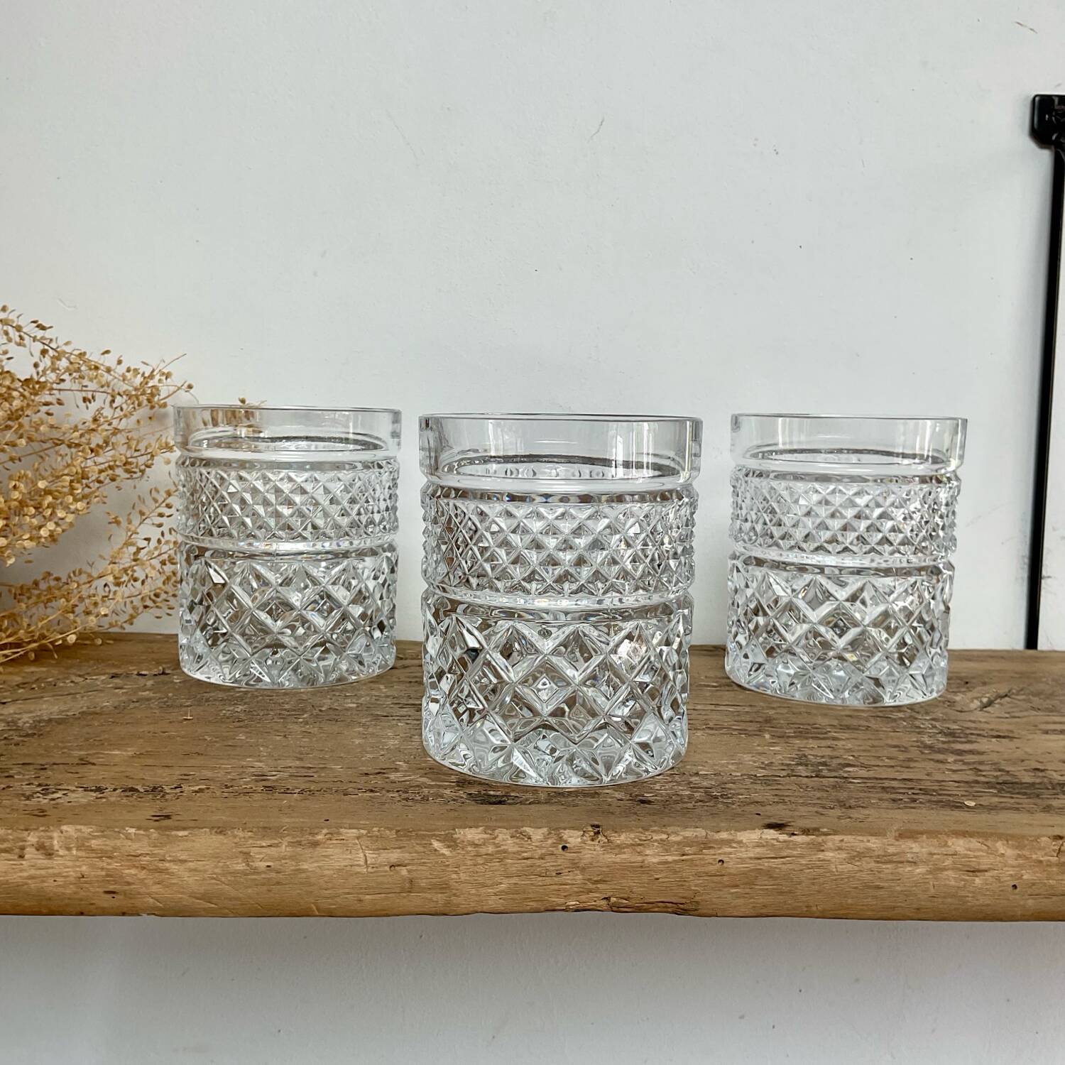5 vintage whiskey glasses