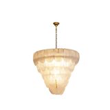 Translucent white Murano glass chandelier. Italy, contemporary work.