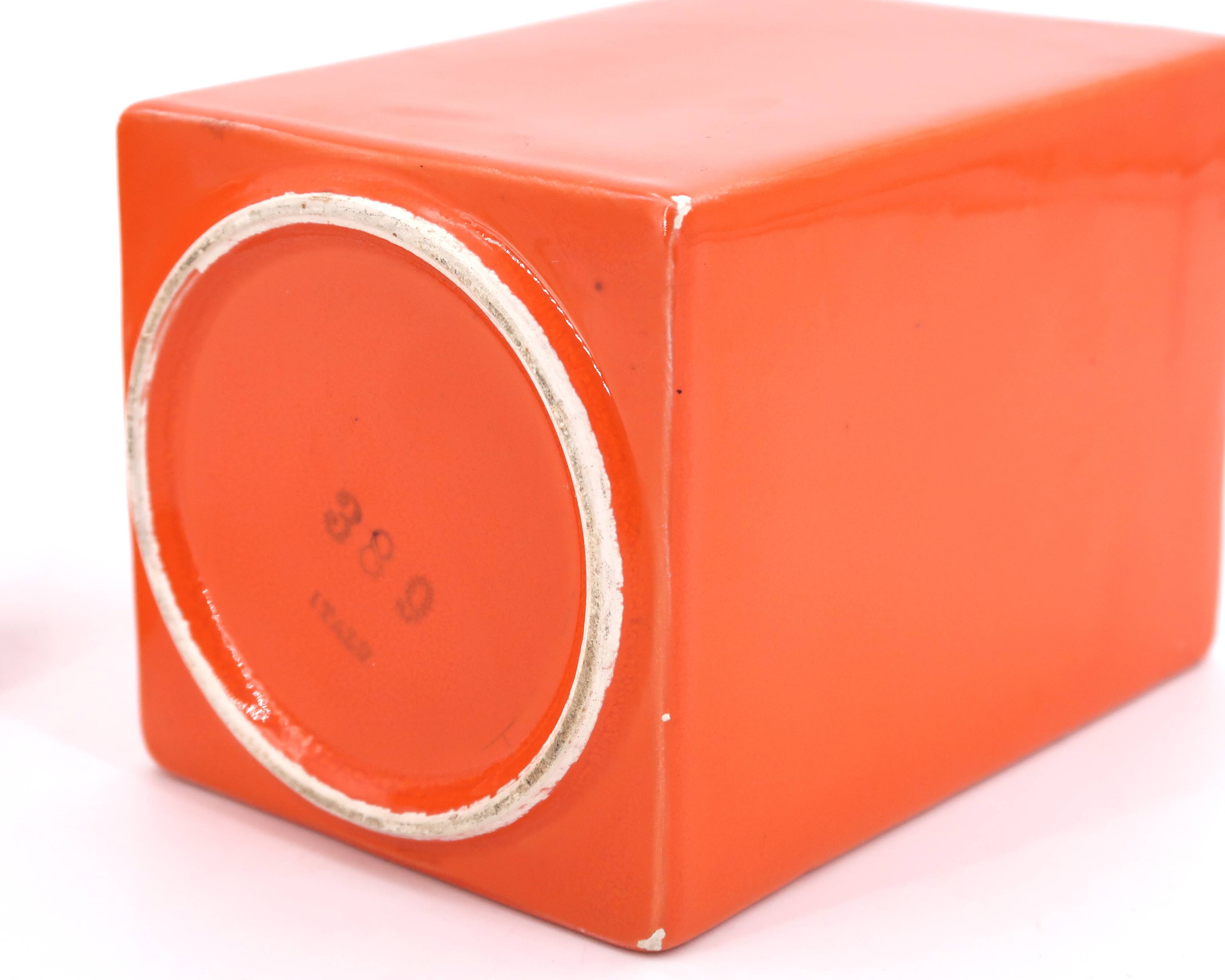 Orange ceramic box by Pino Spagnolo for Sicart Italy