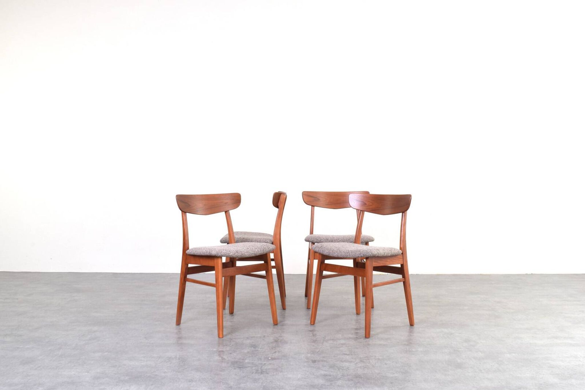 Mid-Century Danish Teak & Wool Dining Chairs from Farstrup, 1960s, Set of 4
