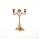 Art Nouveau brass candlestick with floral ornamentation, two arms, European