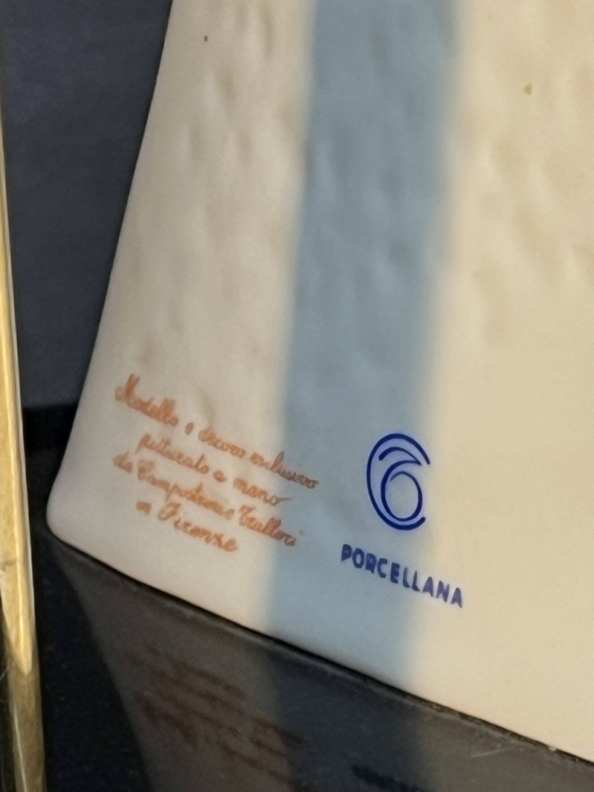 Beautiful Italian porcelain lamp from Florence, by Campostrini & Trallori, in the shape of a stork