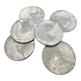 Set of 6 vintage mother-of-pearl coasters