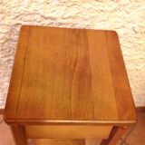 Square plant holder in light wood / 70s-80s