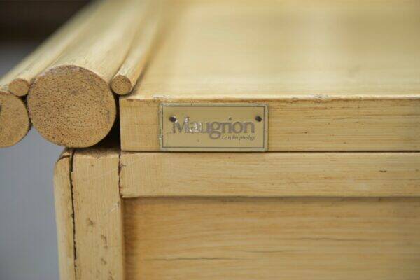 Small white bedside table Maugrion "Le rattin prestige" 1970s