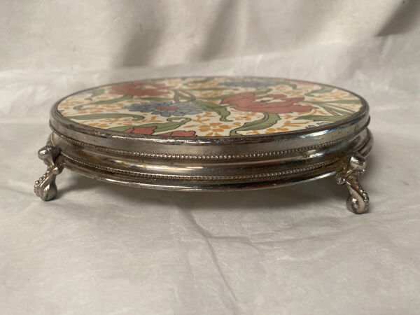 Dessous de plat en faïence Sarreguemines motif art deco
