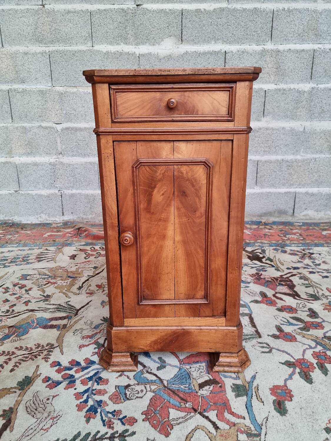 Blond solid cherry and veneer bedside table, Louis Philippe, period X.