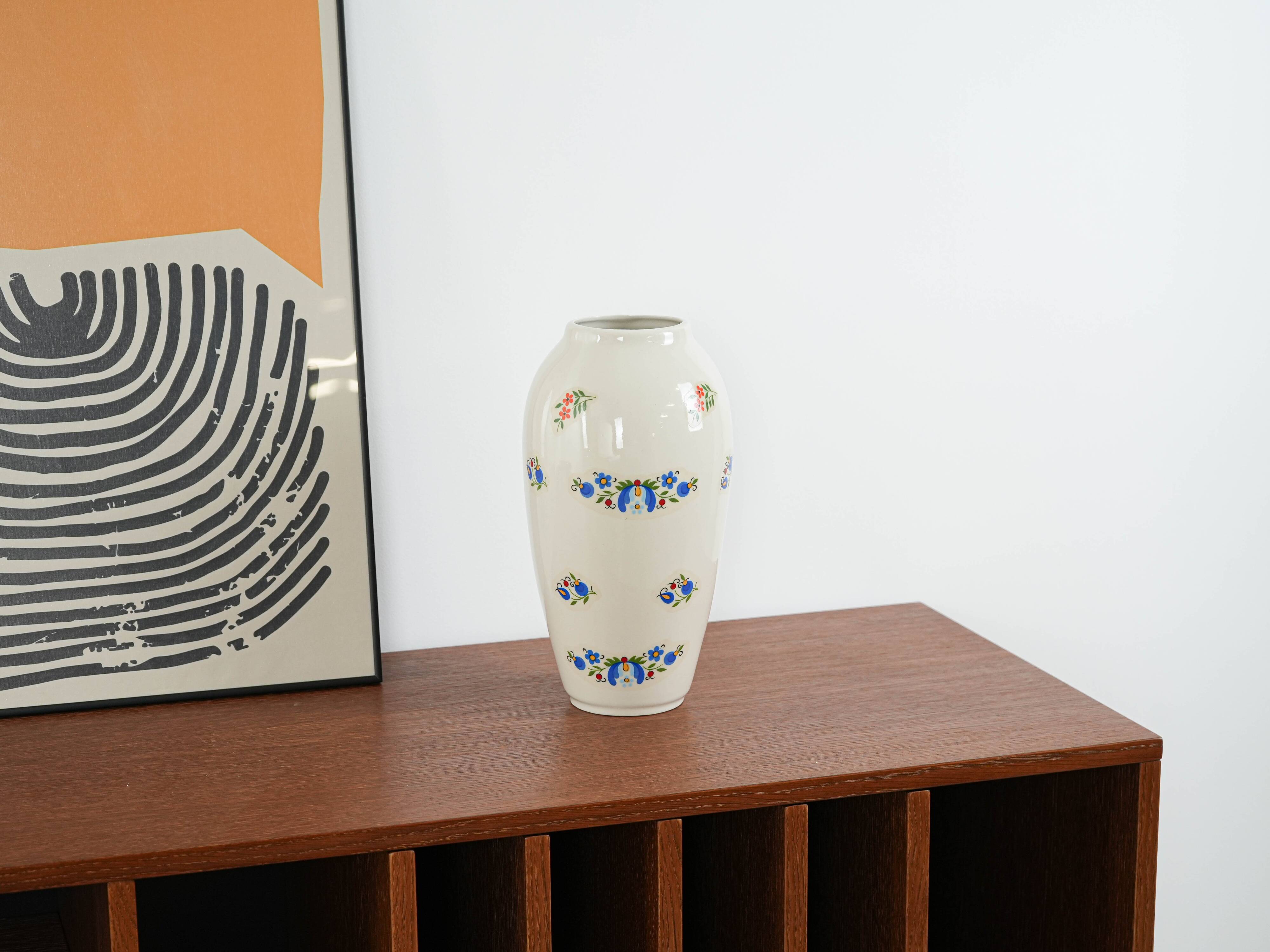 Porcelain vase, Kashubian design, 1980s, made in Poland