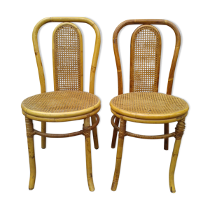 Lot de deux anciennes - chaises rotin