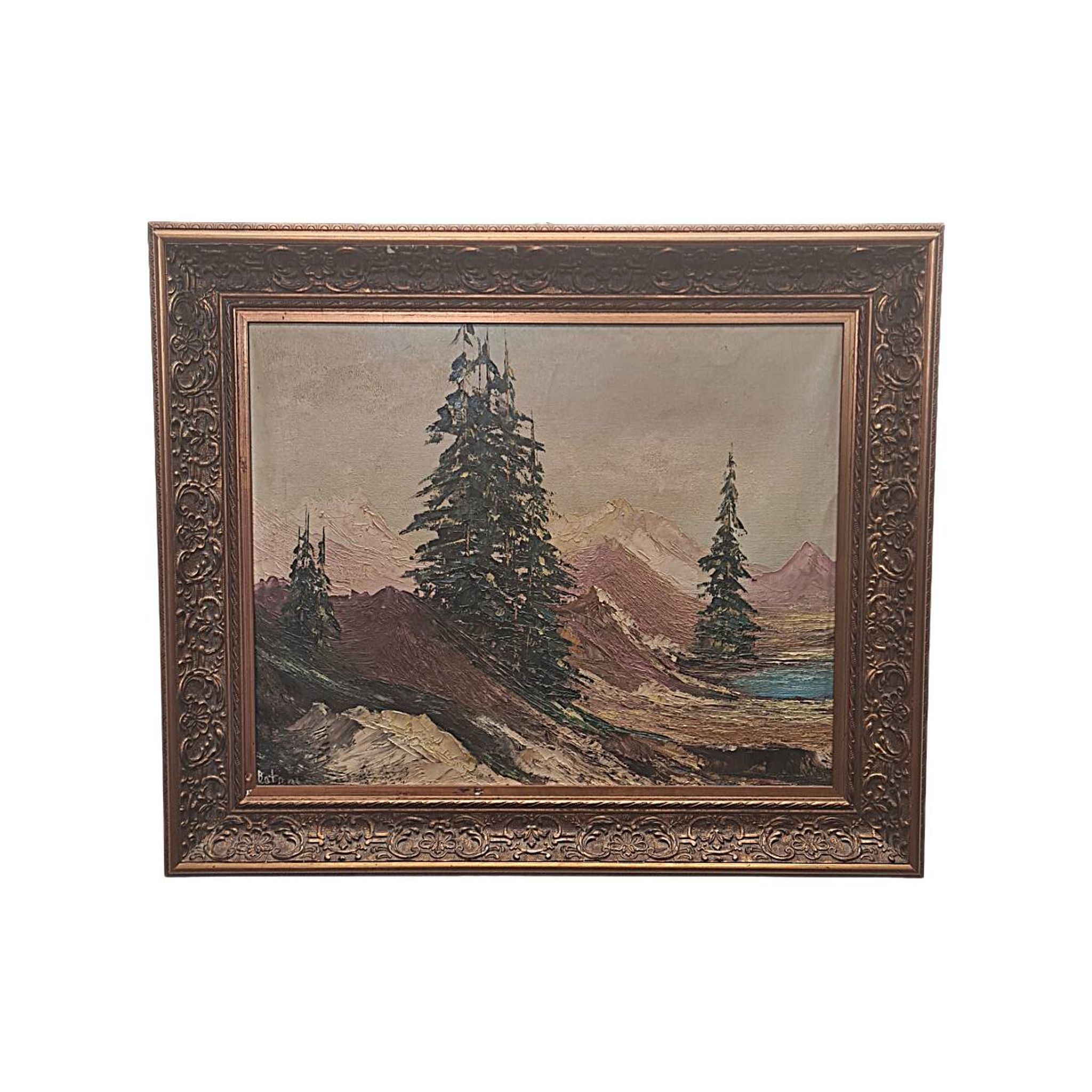 Mountain Landscape Painting By Batoni, mid-century