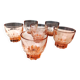 6 Verres de table vintage en verre rosé Années 40-50