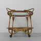 Bamboo, rattan serving trolley on castors