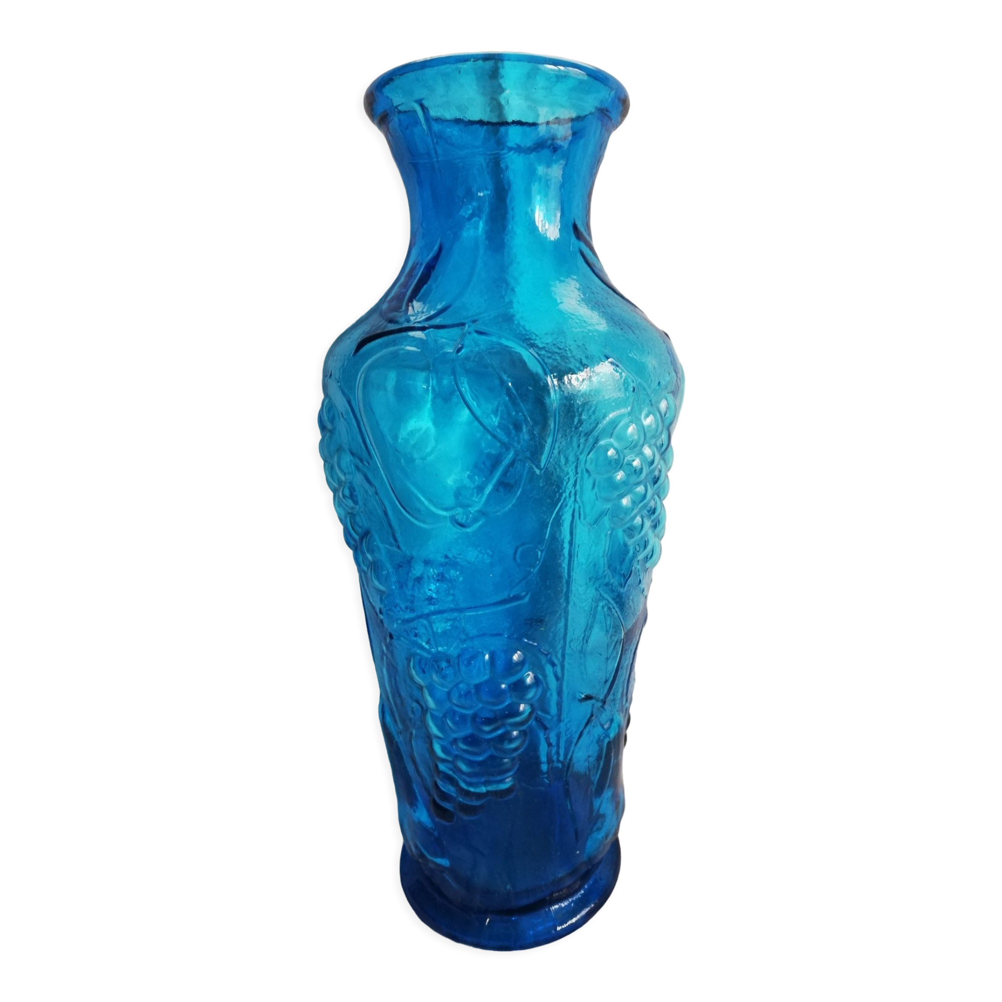 Italian vase in engraved blue glass