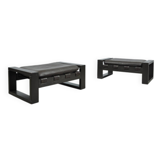 Sonja wasseur / brutalist leather footstools / netherlands 1970s