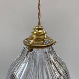 Holophane glass pendant with serrated edges