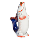 Set of 7 glasses and a glass carafe decorated with blue fish, Mid-Century Modern style, Europe, 1960s.