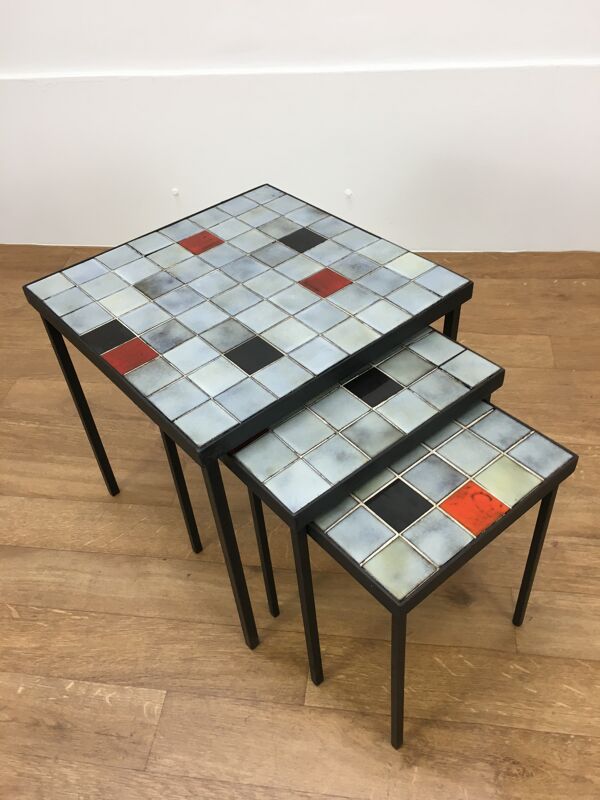 Tables gigognes Mado Jolain céramique 1960