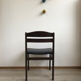 Pair of Danish chairs from the 60s in teak and black leatherette.