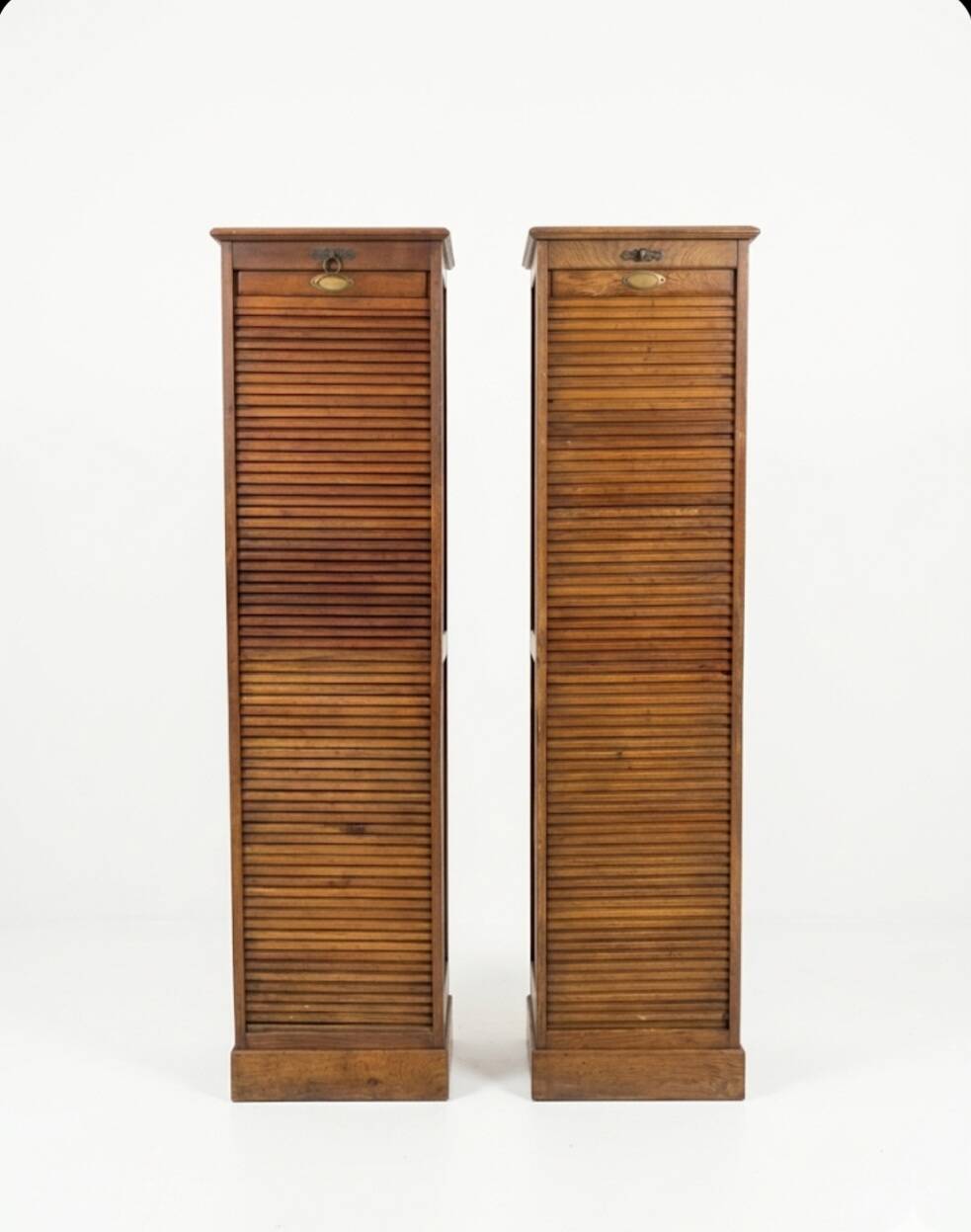 Pair of oak curtain file cabinets