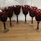 6 red italian cut glass wine glasses