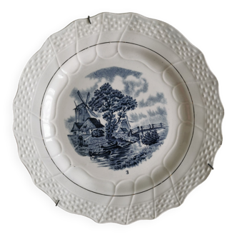 Old decorative plate Delft - Moulin des Loups & Hamage Windmills. Pattern No. 3