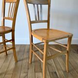 Set of 5 Luterma light blond wood bistro chairs from the 50s