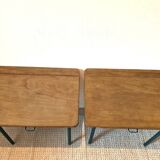 Pair of vintage wood and metal bedside tables
