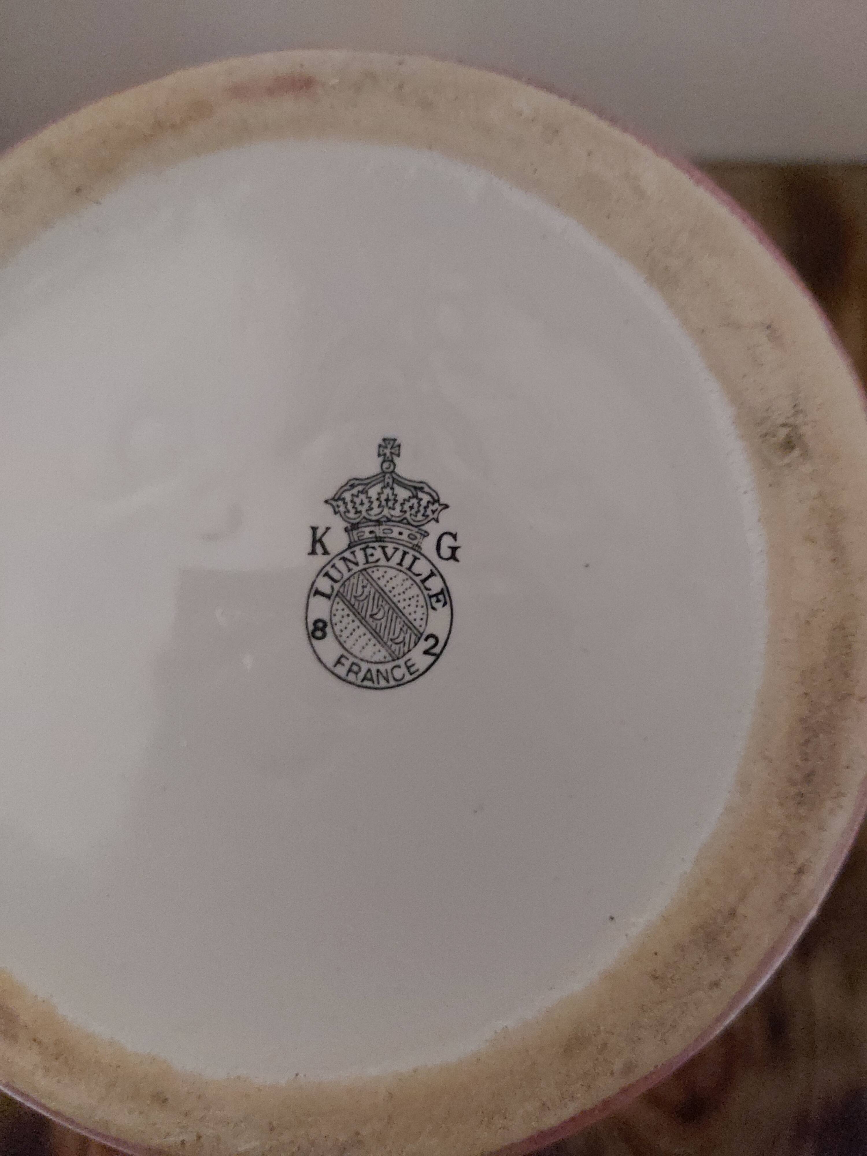 Vase 2 anses KG Luneville motif fleurs bleues