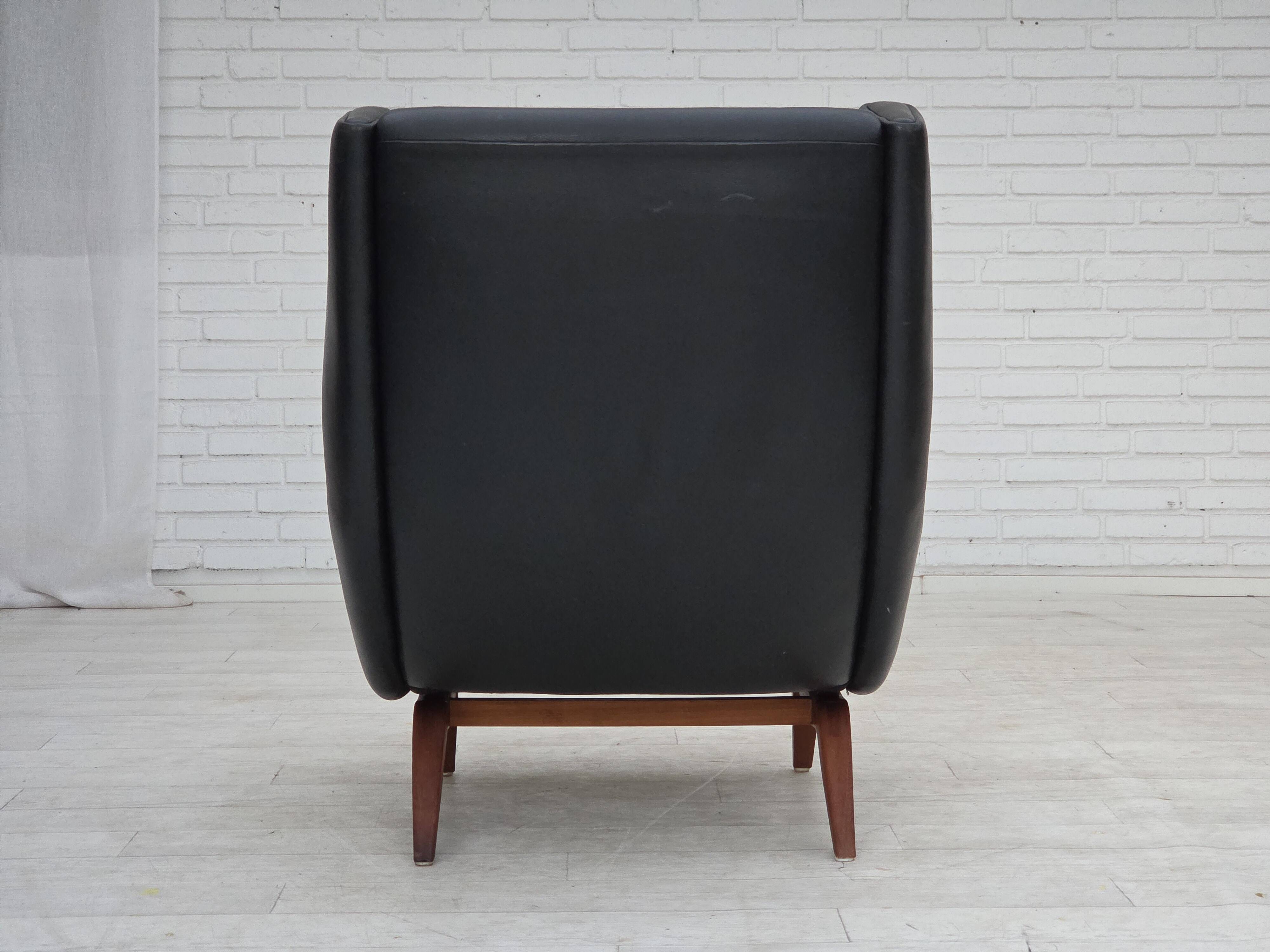 1960s, Danish design by Illum Wikkelsø, armchair, model 110, leather, teak.