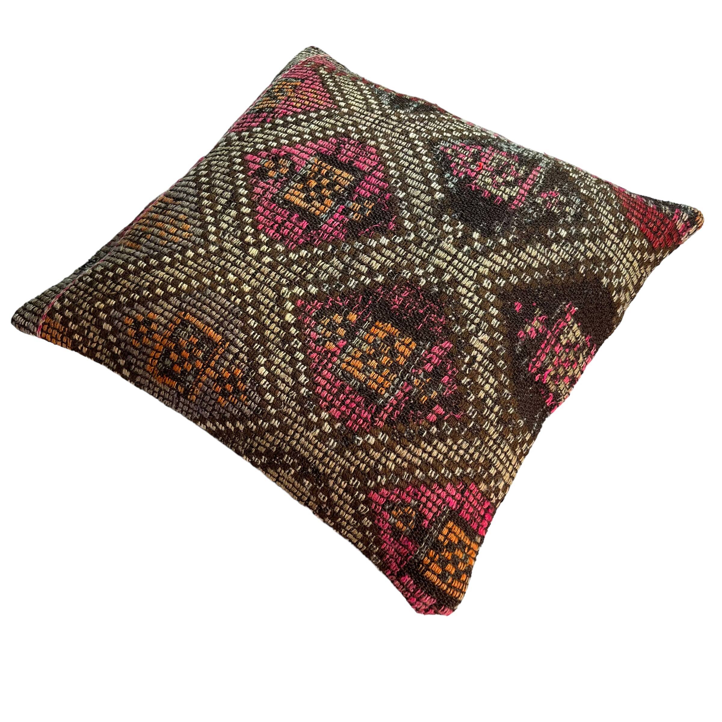Vintage turkish kilim cushion cover , 55 x 55 cm